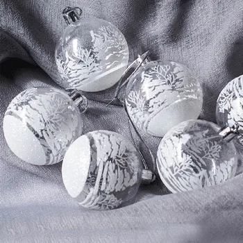 

6 Pcs Hanging Ball Christmas Ball Tree Ornaments Pendants Craft New Year Xmas Party Decoration Plastic Ball Hanging Christmas