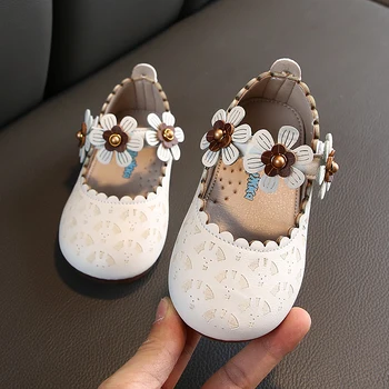 

Flower bow children's Casual Shoes kids Girls Leather Shoes Cartoon Printing Flat Autumn Soft Bottom Princess YY021