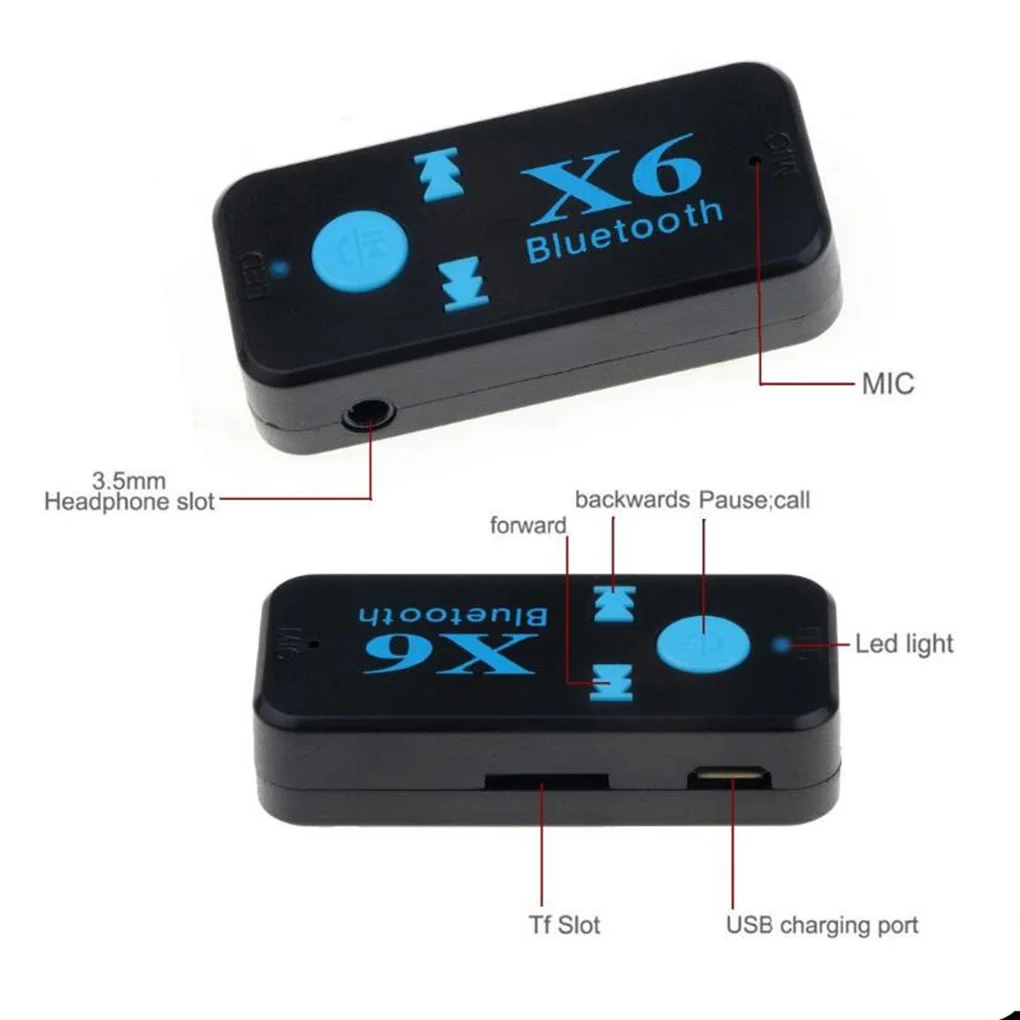 X6 3,5 мм AUX аудио MP3 музыка Bluetooth 5,0 приемник автомобильный стерео аудио музыкальный микрофон Handfree беспроводной адаптер TF карта