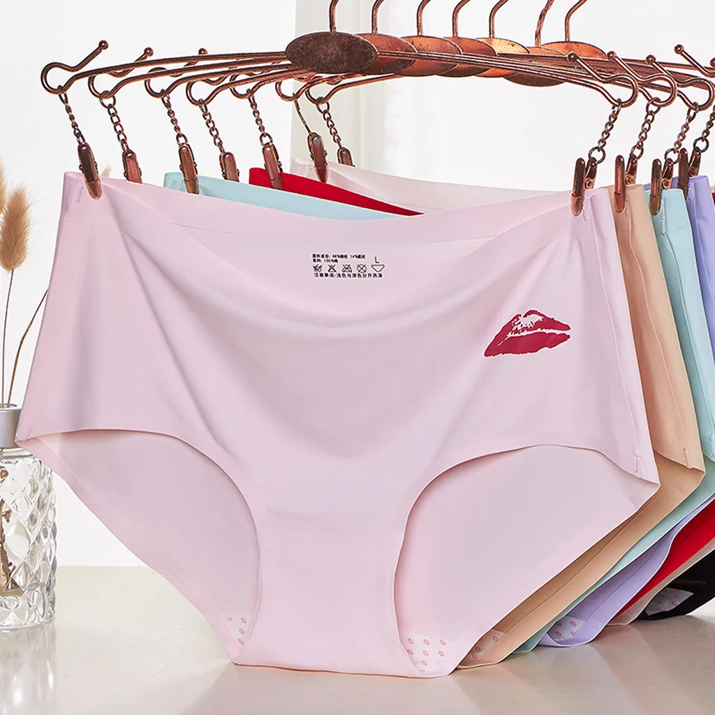 

2019 New Sexy Women's Solid Briefs Solid Color Soft Cotton Print Stitching Briefs Briefs