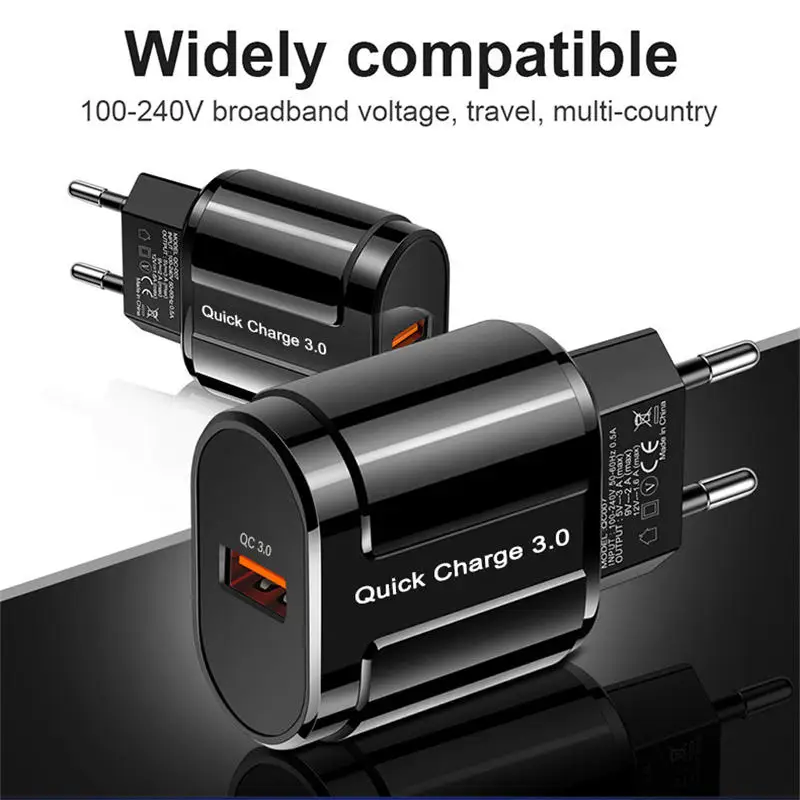 Быстрое зарядное устройство GTWIN USB QC 3,0 Быстрая Зарядка адаптер EU US зарядное устройство для мобильного телефона для samsung Xiaomi