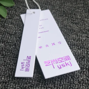 

Hot Selling 700gsm Art Paper Die-cut Custom Printed High Quality Clothing HangTag With purple gold stamping