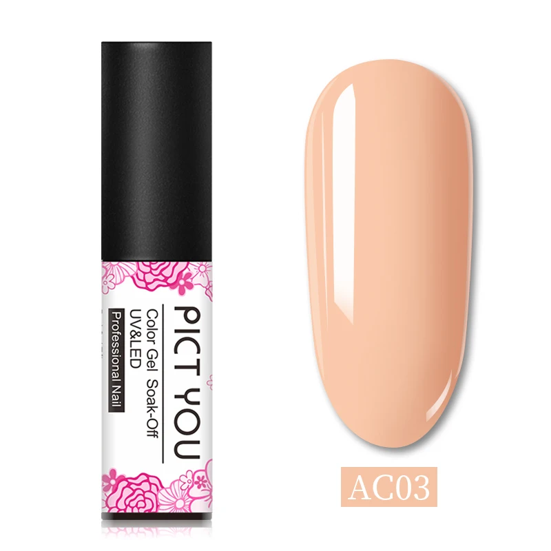 PICT YOU 5 мл Гель-лак для ногтей Полупостоянный гель uv Vernis светодиодный Гель-лак для маникюра впитывающийся Гибридный Гель-лак для ногтей - Цвет: AC03