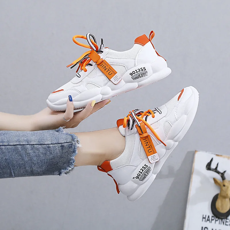 

Dad Shoe 2019 Small White Shoes Woman Motion Thick Bottom And Wide Net Noodles Ventilation Shoes Autumn Women's Shoes Sneakers