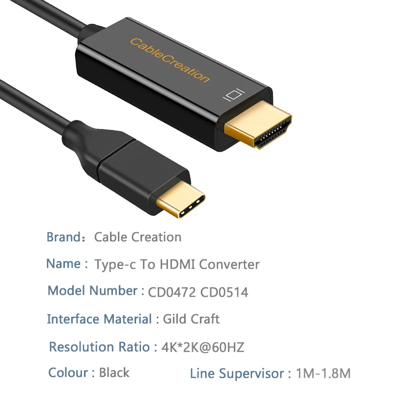 USB C к HDMI 4K@ 60Hz, кабель типа C к HDMI кабель 9 футов Thunderbolt 3 совместим, совместим с MacBook Pro ждать