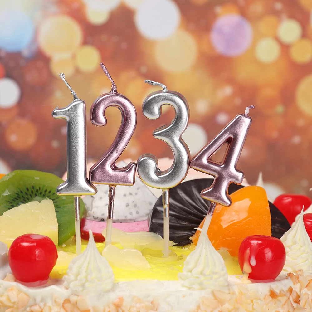 1 шт. День рождения номер 0-9 свечи подарок розовые, золотые, серебряные украшения для торта принадлежности для праздника и торта