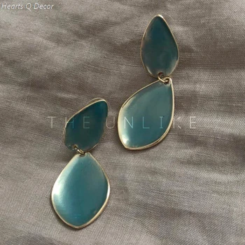 

Glam Retro Blue Elegance France Style Earrings Water Drop Stud Drama Party Punk Art Deco Designer oorbellen Japan Glam Earring