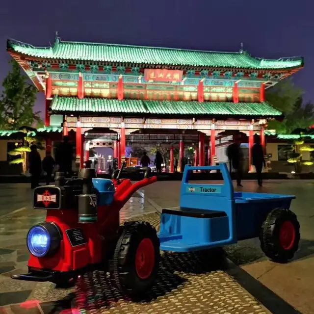 Children's Walk-behind Tractor Electric Toy Car can Sit on People With Bucket Dual-drive Children Baby Car Four-wheel Oversized 4