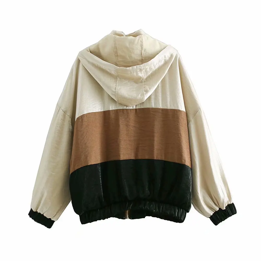 

Z2018 Europe And America Autumn New Style WOMEN'S Dress Hooded Mixed Colors Loose-Fit Jacket 7484/238 7484238