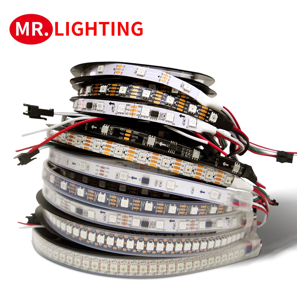 Panneau lumineux néon adressable, lumière LED bandes lumineuses, 5050 lampes, pixels intelligents, WS2815 WS2812B WS2811, full bande LED couleur