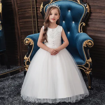

Elegant Flower Girls Wedding Evening Formal Dress Girls Clothing Clothes Kids Dresses for Girls Princess Party Long Gown 6-14yrs