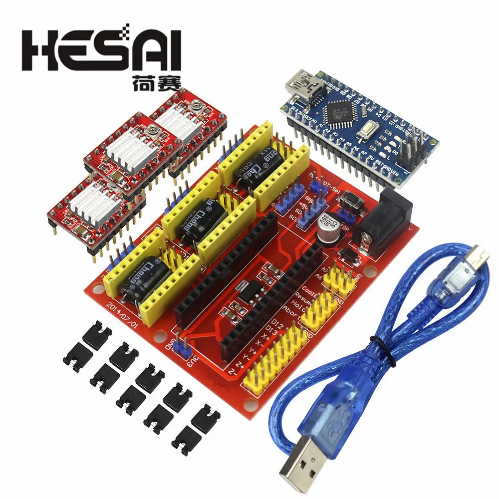 Гравировальный станок 3DV4 с ЧПУ Щит V4 + Nano 3 0 USB A4988 Reprap Шаговые драйверы для arduino Diy