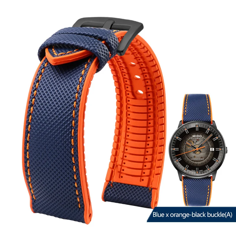 thumbnail image 1 of Correa de reloj de lona impermeable de caucho y silicona para deportes al aire libre de 19, 20, 21 y 22 mm de la serie Citizen Helmsman/Commander, 1 of 5