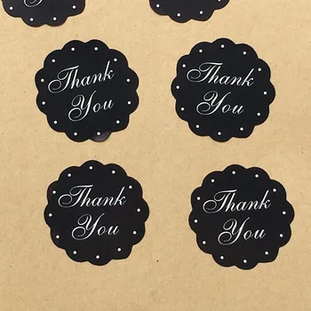 

3cm Black Thank You Round Custom Adhesive Sticker Labels Scrapbook Envelop Classic Paper Handmade Gifts Packing Stickers
