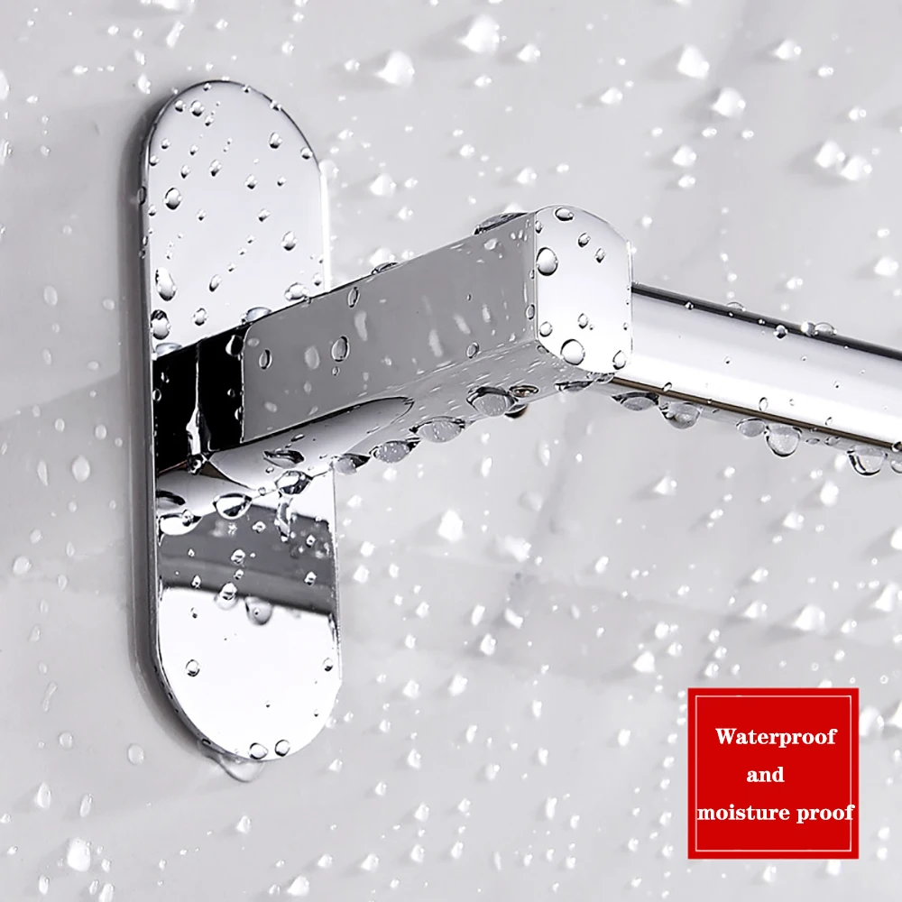 Towel Holder Bars Punch-Free Wall Bath Hanger 40-50cm Silver 304 Stainless Steel Storage Rack Bathroom Accessories