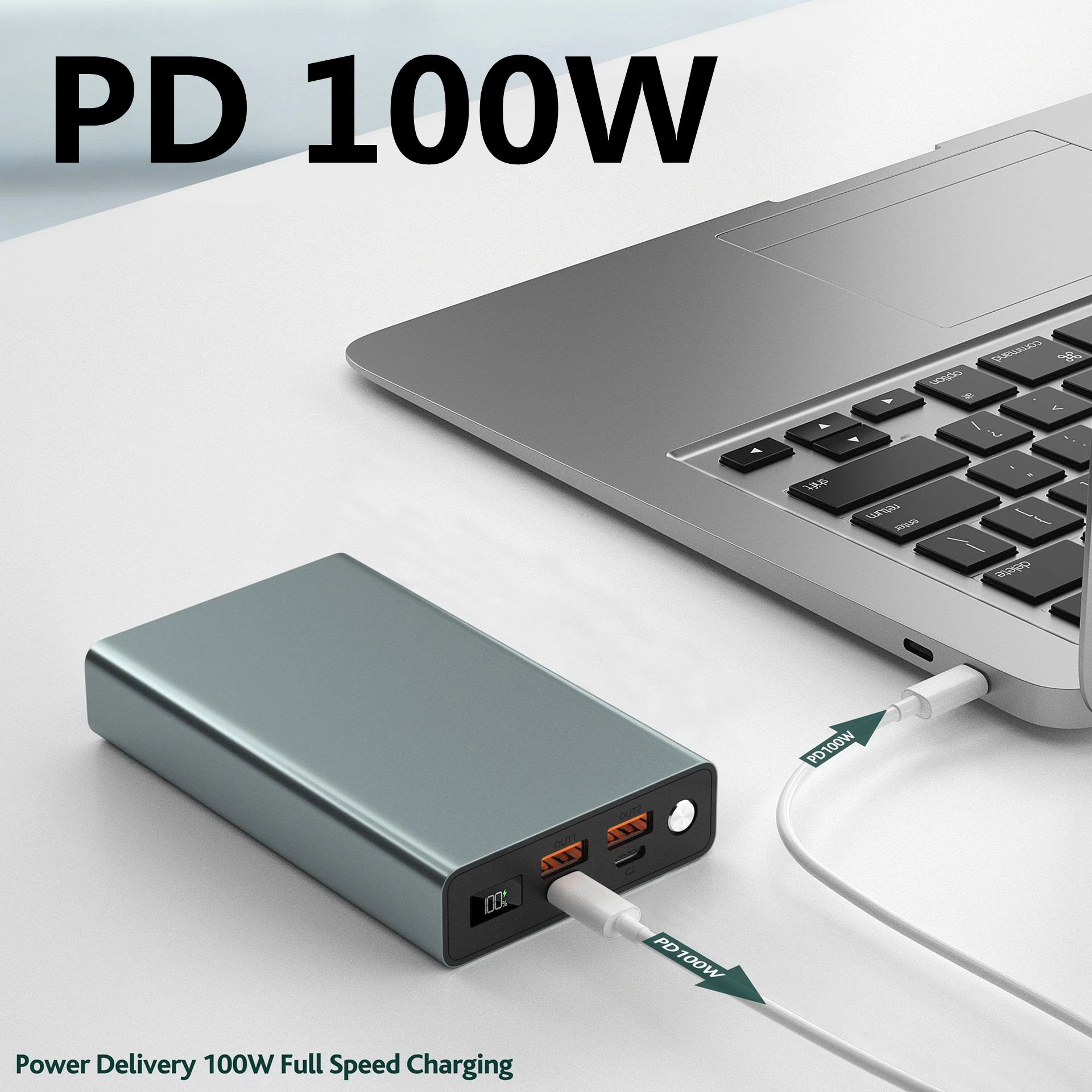 usb battery pack PD 100W Power Bank 20000mAh Laptop Fast Charge Power Bank External Battery Fast Charger for Xiaomi iPhone Samsung Fast Charge portable charger for android