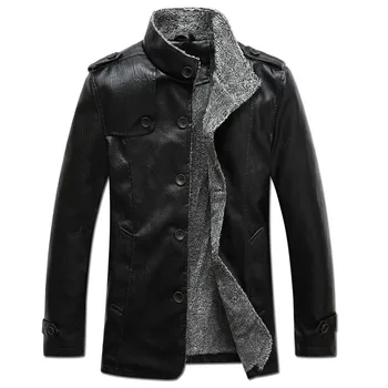 

Autumn Winter Pure Color Plus Velvet Men's Long-sleeved Jackets Fashion Business Casual Men Slim Elegant Coats plusM- 8XL T78