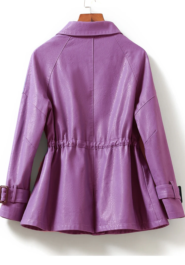 Lautaro jaqueta feminina de couro sintético, casual