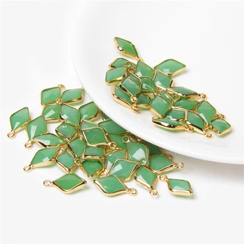 

Retro Women's Pendant Necklace Bracelet Accessories Imitation Green Aventurine Rhombus Shape Beads For Jewelry Making DIY 50PCS