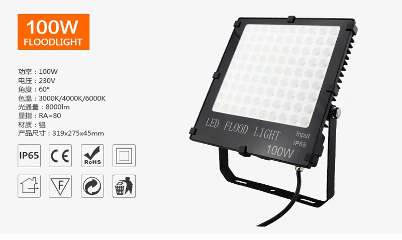 4pcs/lot Untrathin Outdoor LED Reflector Flood Lamp 100w 200w 150w AC85-265V Waterproof IP65 Garden Light Floodlight SMD Chip