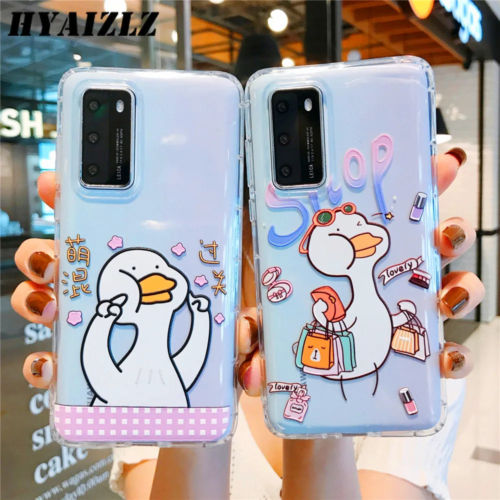 

Shockproof Airbag Full Protect Phone Case for Huawei P40 Lite P30 Mate 30 20 Pro Nova6 Emboss Cute Cartoon Clear Soft Back Cover