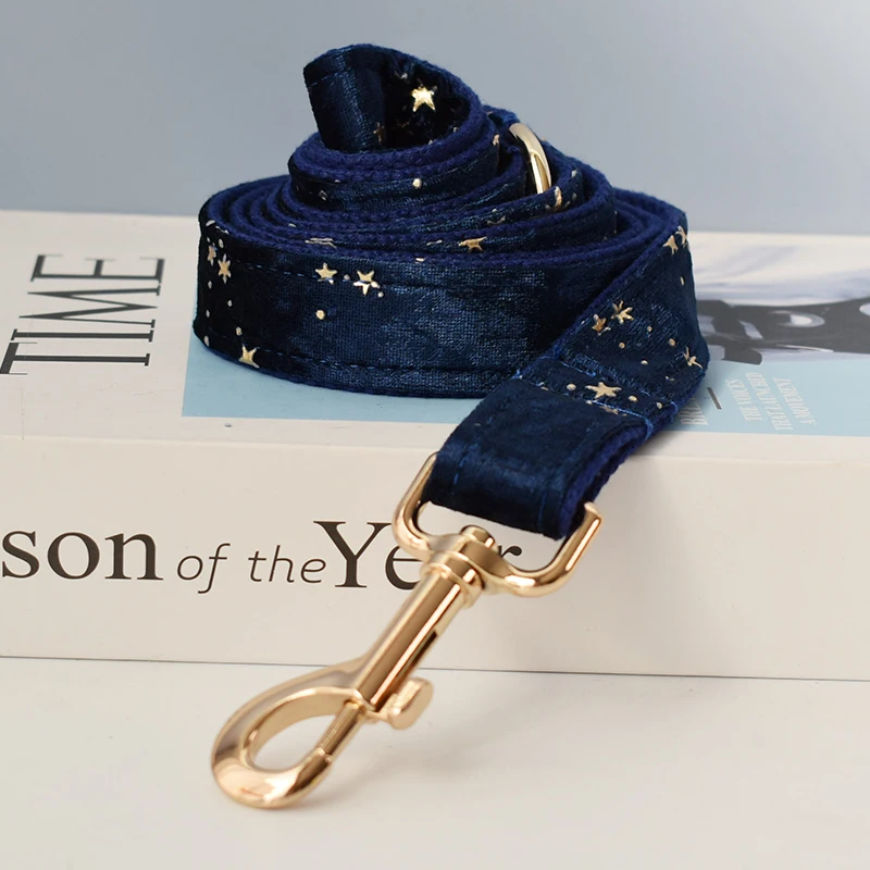 Personalized Velvet Quality Fabric Blue Collar for Small Medium Large Dog Custom Metal Parts Pet Accessory Star 02 dog collar pet collar