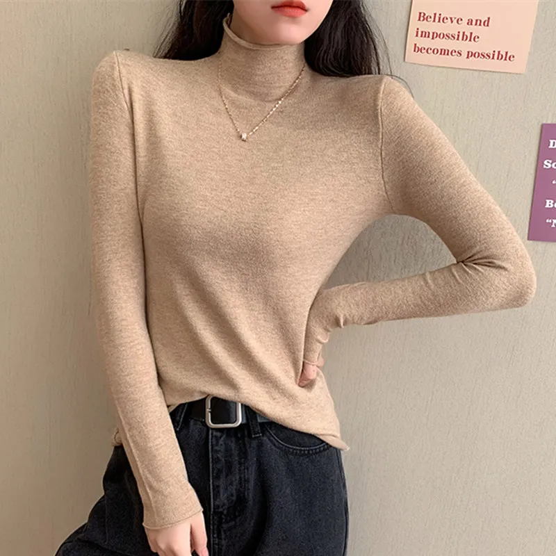 

Women Sweaters Women Knitted White Sweater Woman Long Sleeve Sweater Plus Size Woman Turtleneck Sweaters Lady Knit Pullovers XL