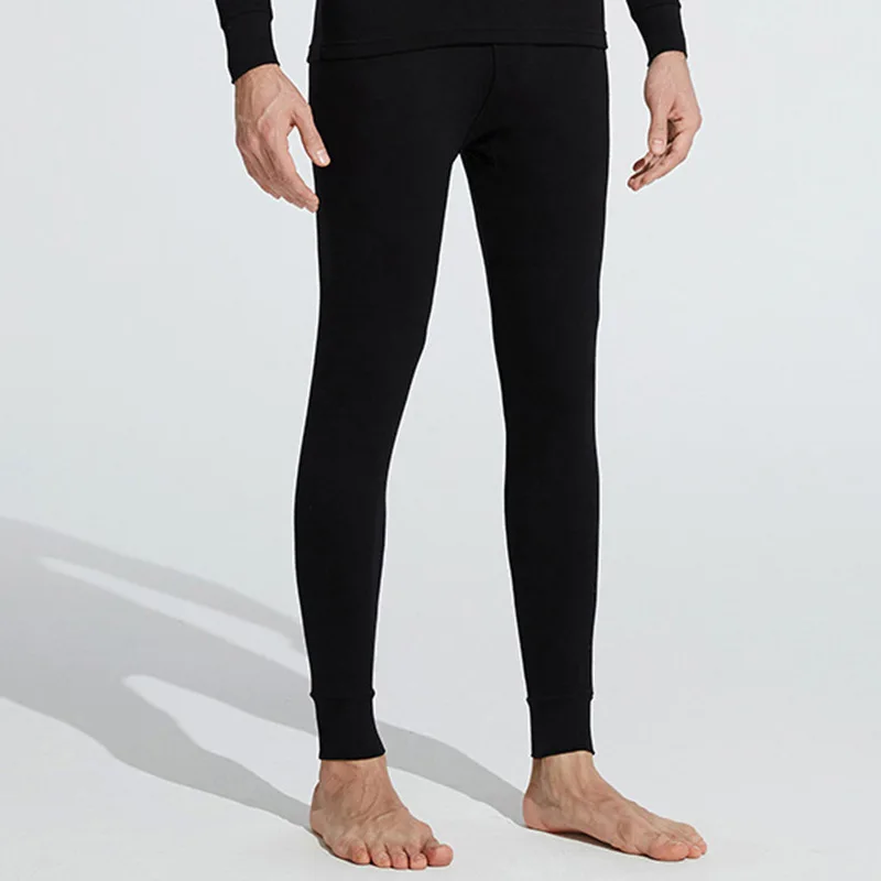 black-pants OLOME руно утолщенное термобелье Мужская зимняя теплая одежда длинные комплекты нижнего белья размера плюс 4XL - Цвет: black-pants