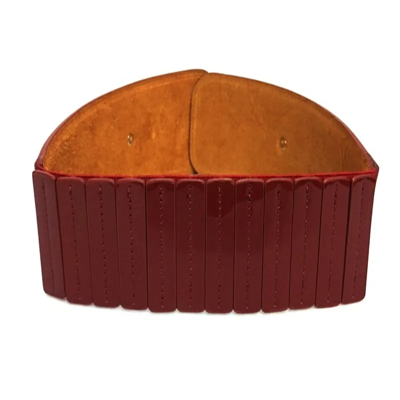 Лакированная кожа, лицевой слой, Воловья кожа, Регулируемая пряжка, супер широкий пояс, женские дикие украшения, модный широкий ремень