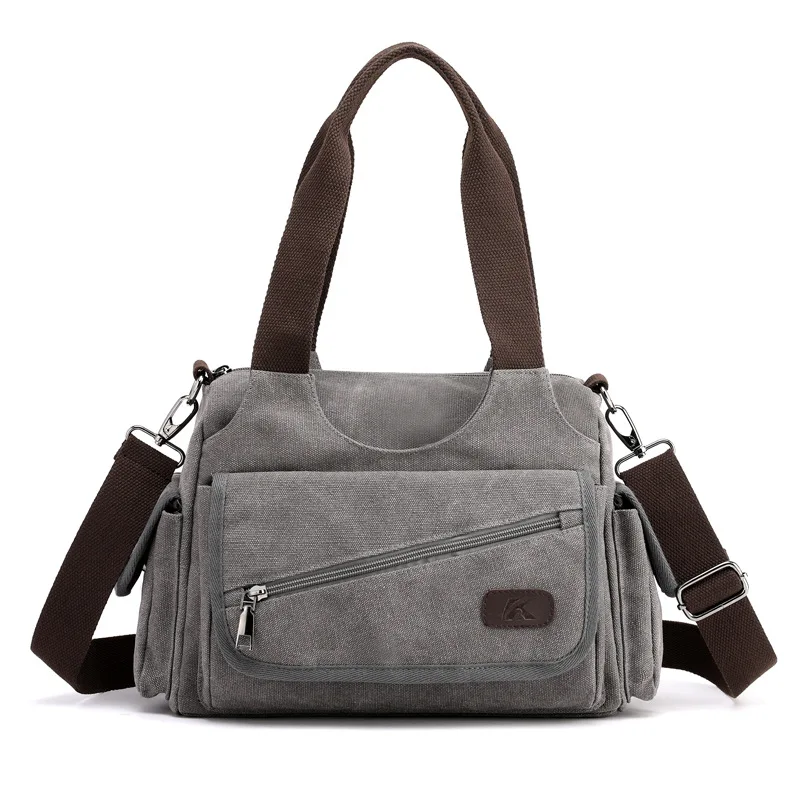 

Large Capacity Women Canvas Handbag Brand Female Tote Bag Causal Simple Zipper Lady Crossbody Bags Soild Women Shoulder Bag 2020