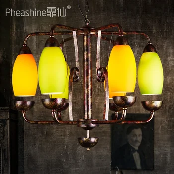 

Industrial Wind Decoration living Room chandelier retro simple Lamp Personality Creative Iron Glass cover Lamps