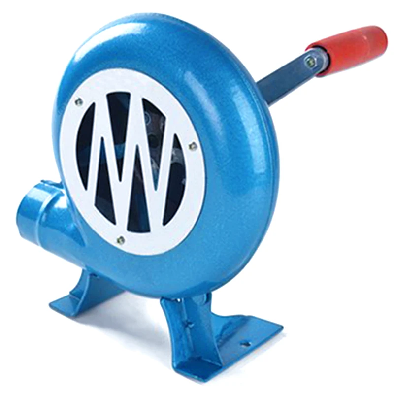 

80W Outdoor Barbecue Iron Gear Hand Crank Blower Hand Fan Manual Fire Blower Popcorn Fan Blue