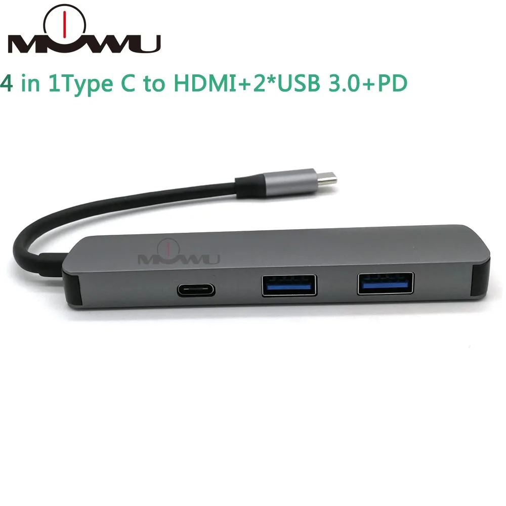 4 в 1 Thunderbolt 3 USB-C к HDMI адаптер 2x USB3.0 type-C PD концентратор для samsung Dex