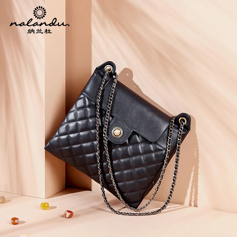 

PRE-SALE November 8 Nalan Du Genuine Leather Rhombus Chain Bag Women's Fashion Commuting Leather Shoulder-bag Women's Large Capa