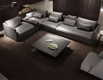 

Durable materials modern genuine leather living room sofa set