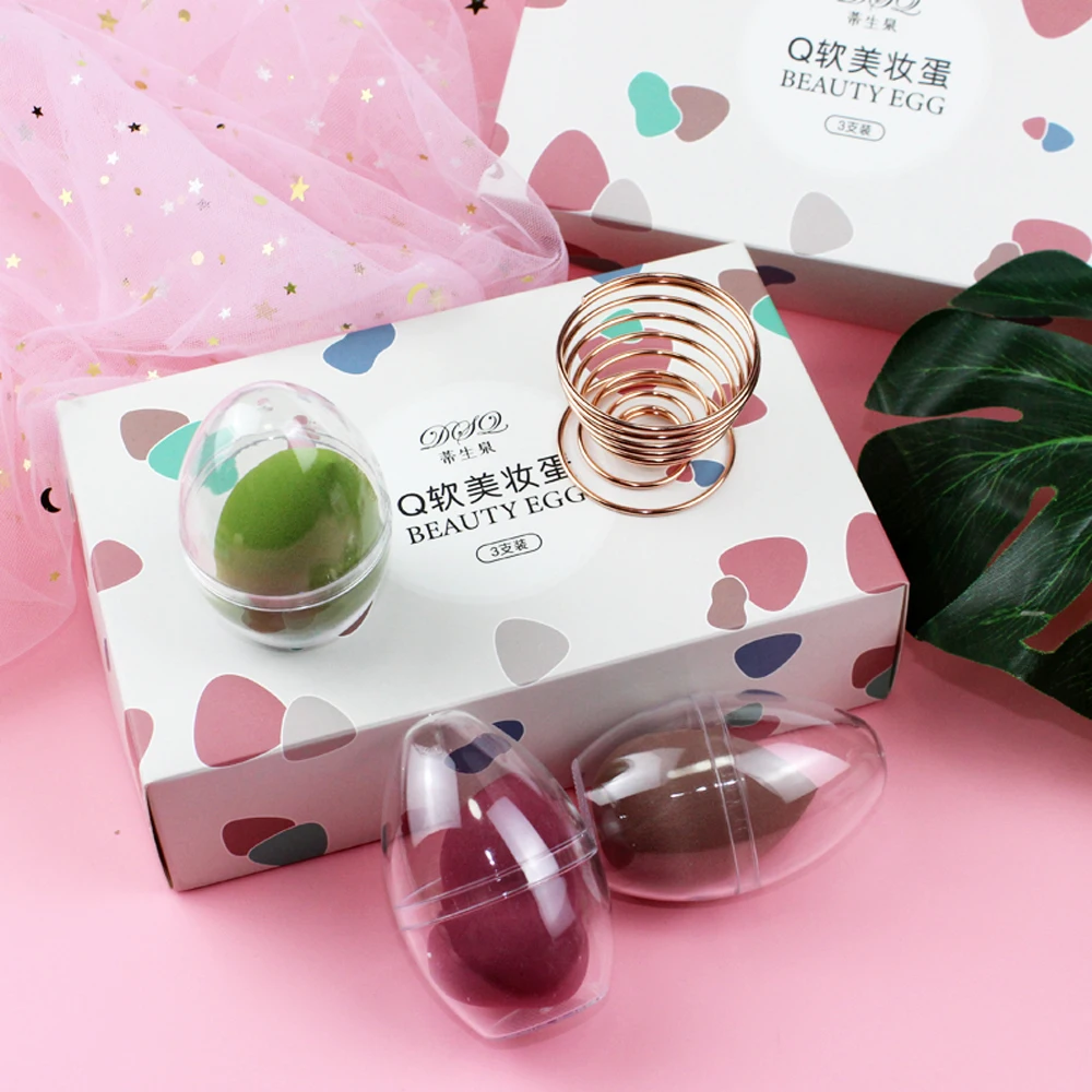 

Beauty 1 box Powder Puff Blender Holder Sponge Makeup Blender Puff Holder Empty Cosmetic Egg Shaped Rack Transparent Puffs Tools