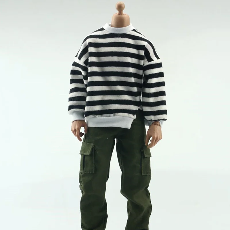 

1/6 Scale Male Strip pattern Closing Casual Pants Suit Men Fashion Long sleeve Clothes Model for 12'' Action Figure Body DollToy