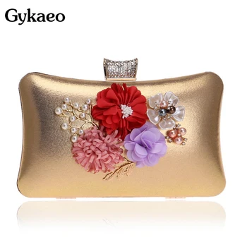 

Gykaeo European and American Style Fashion Banquet Evening Clutch Bag Ladies Dinner Floral Chains Shoulder Bags Sac A Main Femme