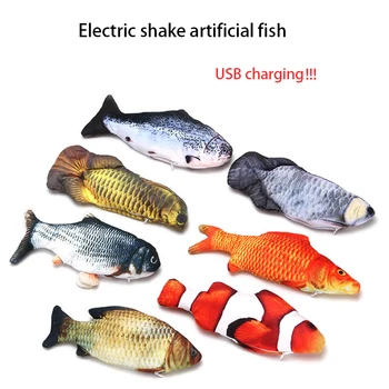 

pet dynamic fish toy cat toy charging vocal simulation plush fish toy dog cat mint chewing interactive molar claw pet supplies