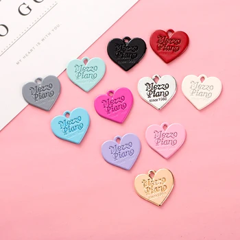 

10PCS/Lot DIY Colorful English Letter Heart Charm For Decoration Bracelets Necklace Earring Key Chain Jewelry Making 22*21mm