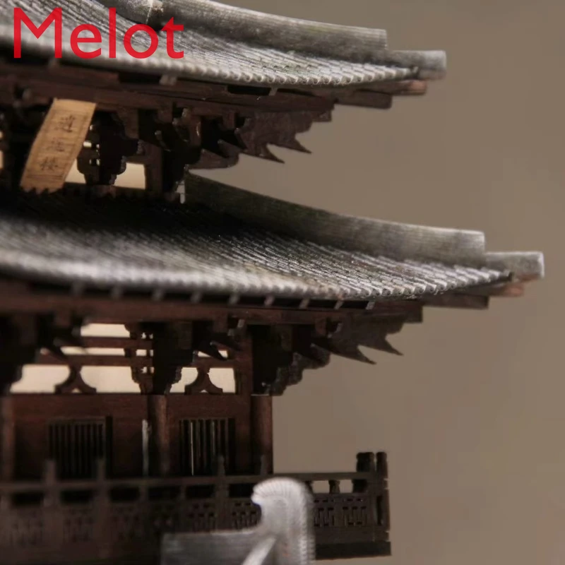 Ancient Architecture Model DIY Model, Xiaoyao Building Assembly Model Ancient Zen Hotel Lobby Handicraft Ornaments Collection
