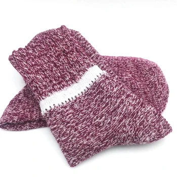 

5 Pairs Wear Resistant Daily Artificial Wool Mixed Color Thick Keep Warm Mid Calf Knitting Jacquard Weave Women Socks Winter