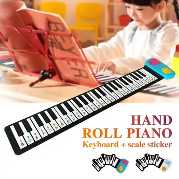

Cartoon Electronic Organ Roll Up Piano Sound Spectrum Sticker 49 Key USB Charging Music Keyboard Instruments