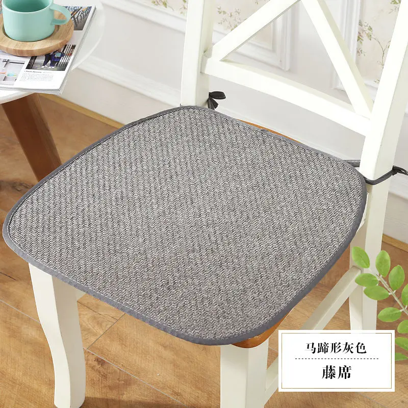 Высококачественная Подушка для стула, Нескользящая подушка для сидения, коврик для сидения с лентой, коврик для кухонного стула, Офисная Подушка для стула, квадратный коврик для подушки - Цвет: Rattan gray