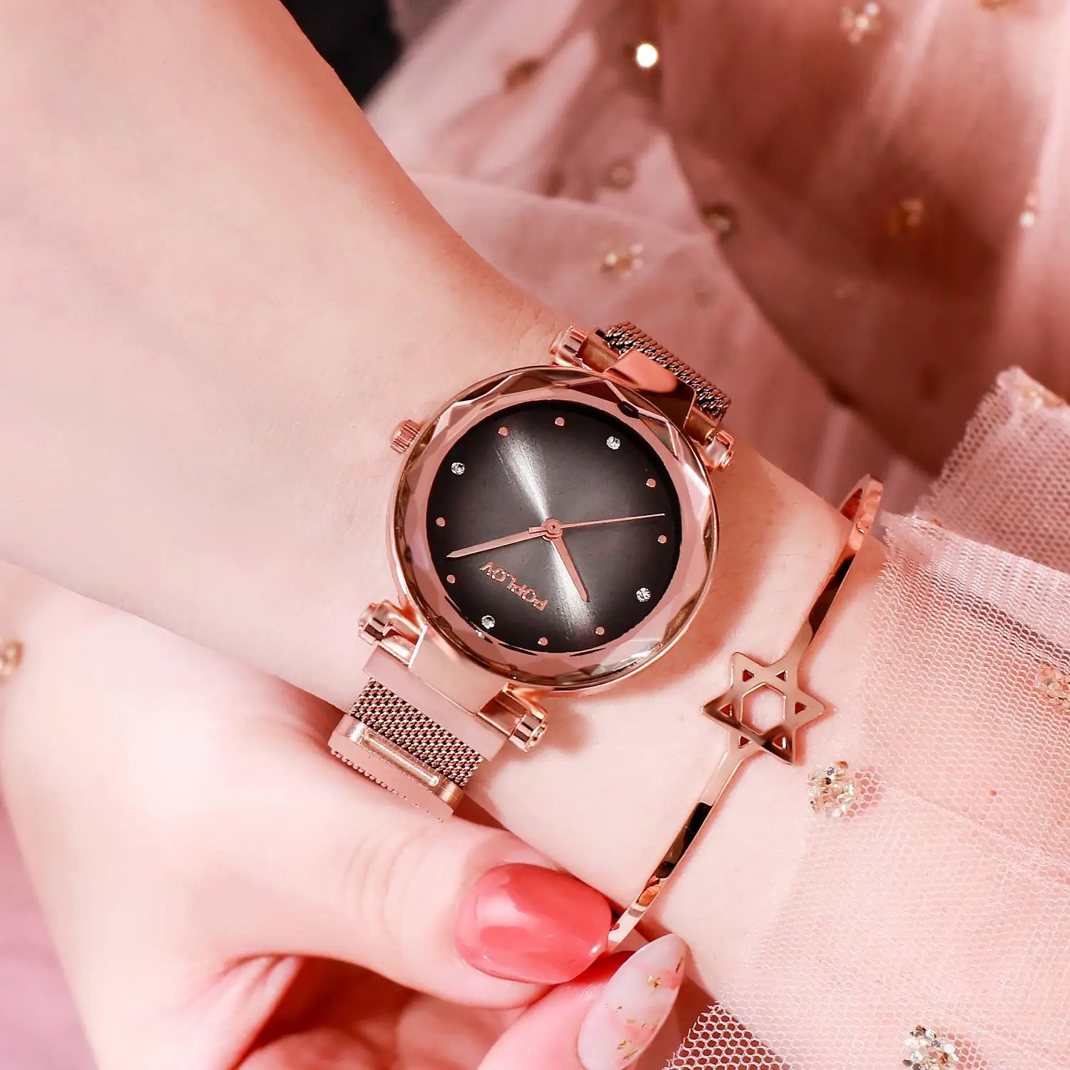 

New Style Leopard Eye Pattern Lazy Magnet Watch Milan Mesh Belt Ladies' Watch