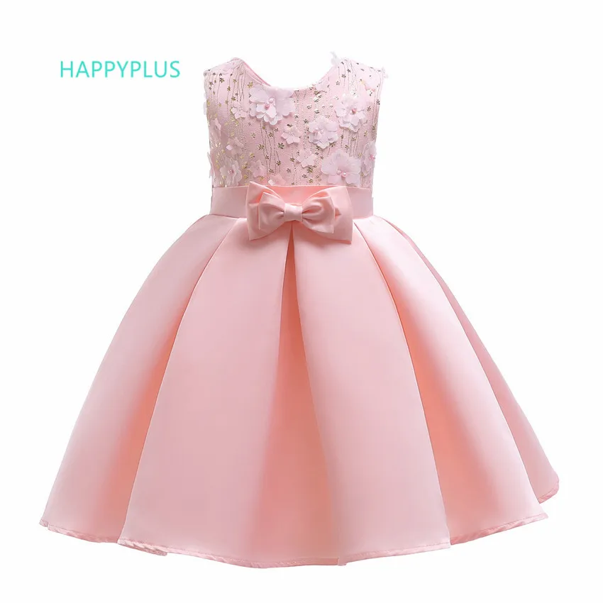 Розовое детское платье принцессы HAPPYPLUS Платья с цветочным рисунком для девочек