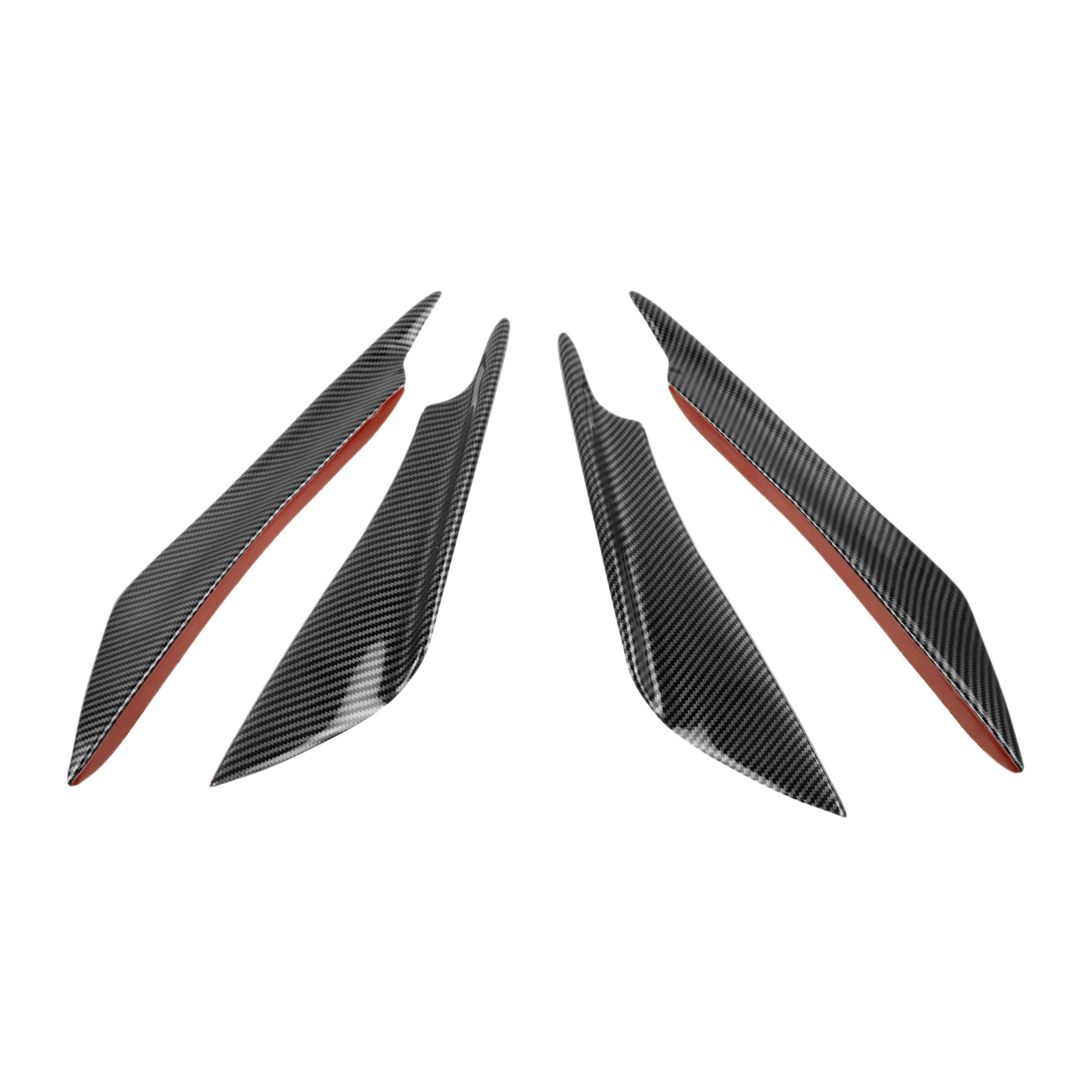 FLYPIG 4Pcs ABS Carbon Fiber Pattern Car Front Bumper Lip Rubber Fin Splitter Body Spoiler Canards Spoiler For Mitsubishi Civic