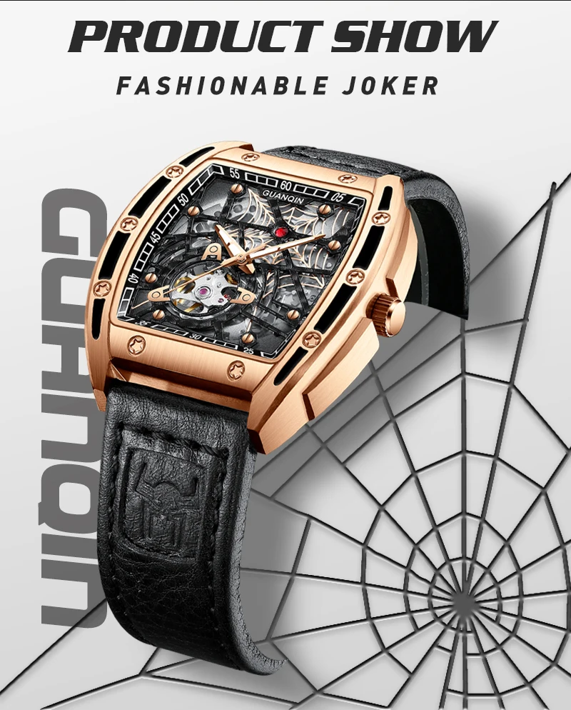 2022 GUANQIN Luxury Fashion Sapphire Mechanical Automatic Watch Men's Watch Stainless Steel Hollow Tourbillon Men's Accessories