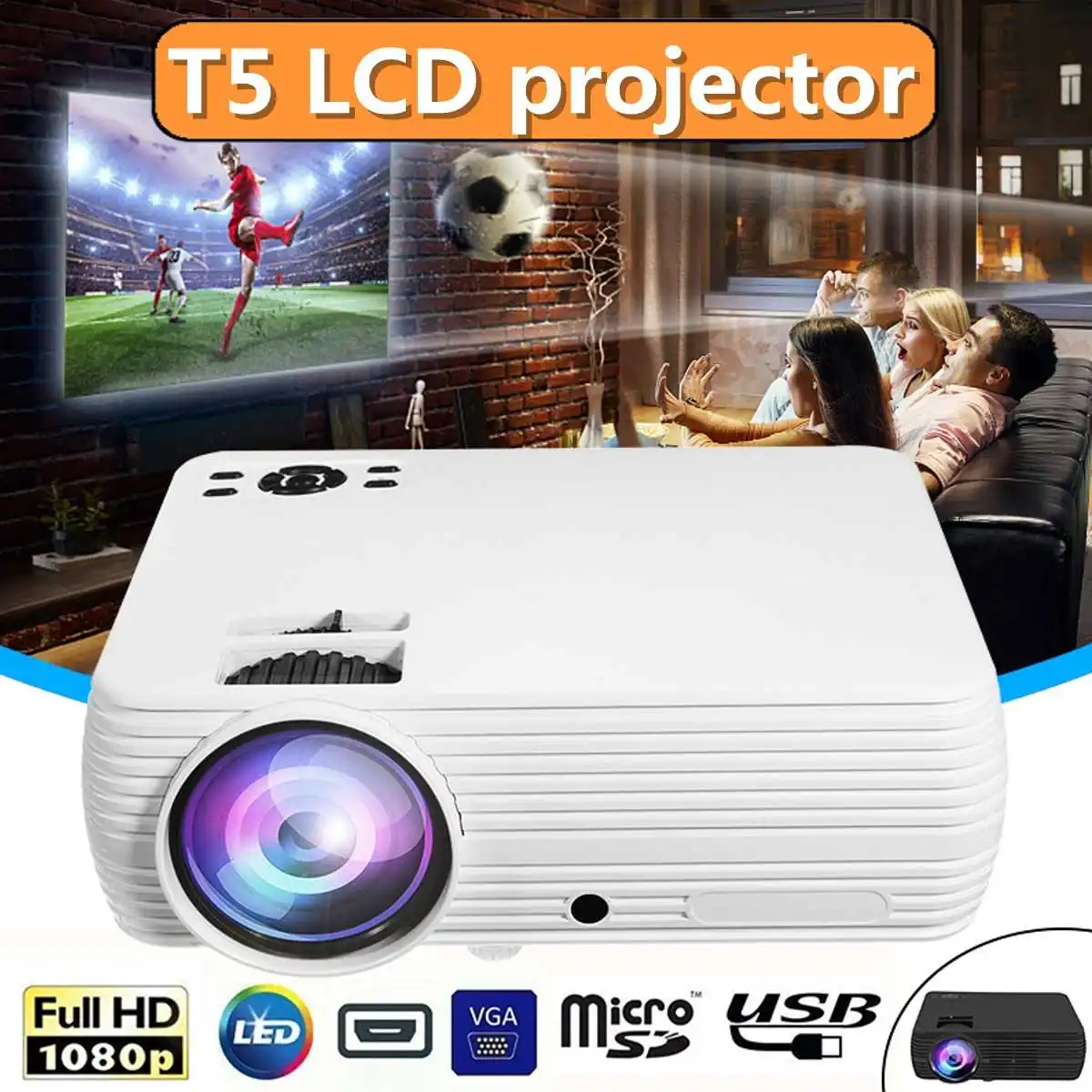 

7000 Lumens Projector Android 6.0.1 Wifi Wireless Display Home Theater Proyector Support Full HD 1080P 4K Video With HDMI