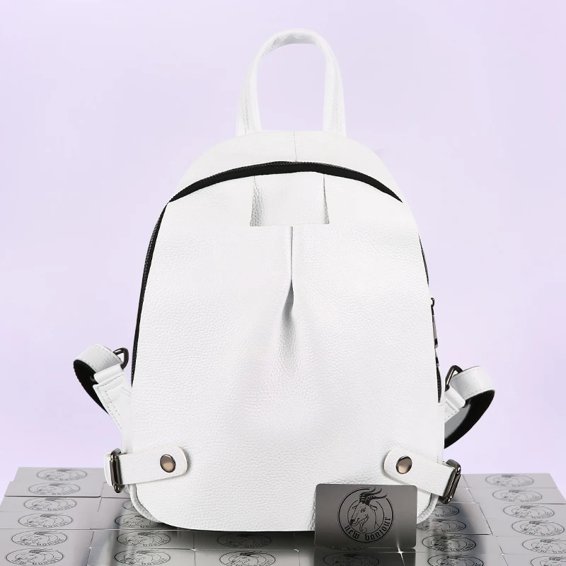 Women Backpack Shoulders-Bag Genuine-Leather High-Quality Girls Mini Zipper Solid 
